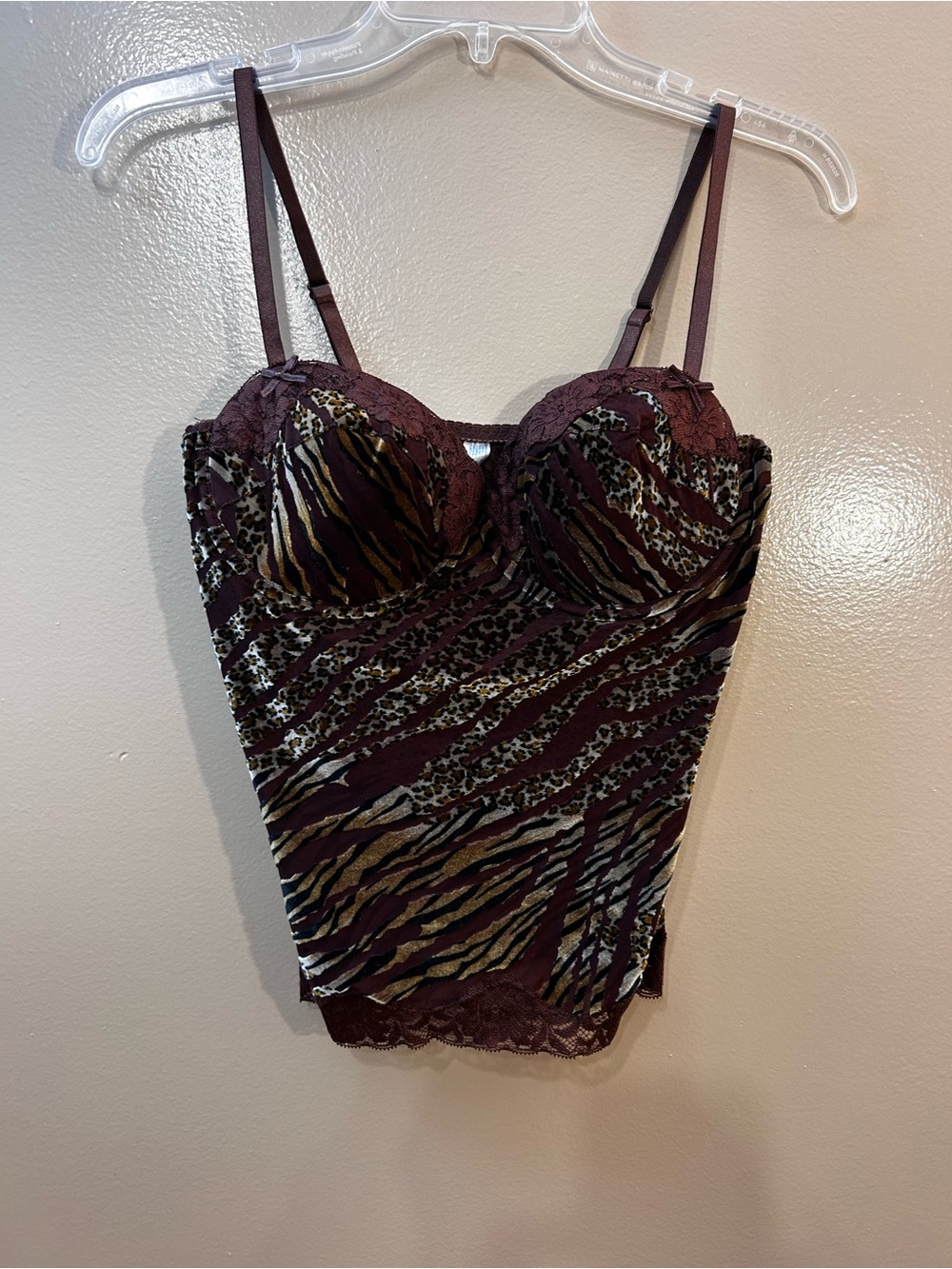 Sears Brown and Gold Animal Lace Bustier